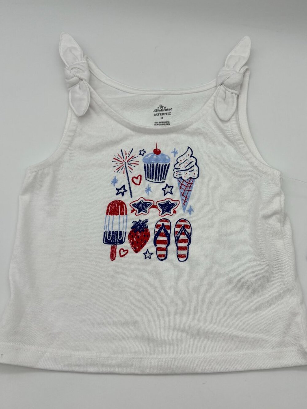 Way To Celebrate Toddler Girls Fourth of July Patriotic Americana Knot Tank Top